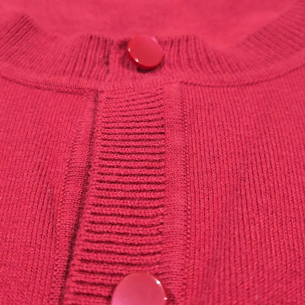 Talbots cotton three-quarters sleeve button-down cardigan,  sweater burgundy XS
